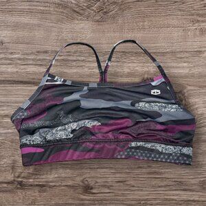 Tapout Sports Bra M Purple Black Grey Strap Mesh Back Activewear Gym Top